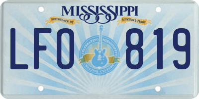 MS license plate LFO819