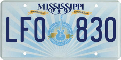 MS license plate LFO830