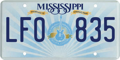 MS license plate LFO835
