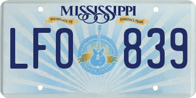 MS license plate LFO839
