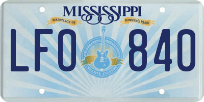 MS license plate LFO840