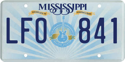 MS license plate LFO841