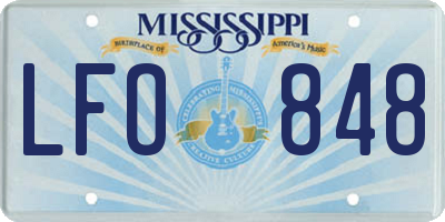MS license plate LFO848