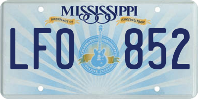 MS license plate LFO852