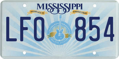 MS license plate LFO854