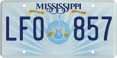 MS license plate LFO857