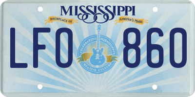MS license plate LFO860
