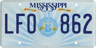 MS license plate LFO862