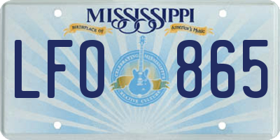 MS license plate LFO865