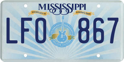 MS license plate LFO867