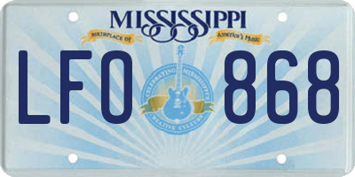 MS license plate LFO868