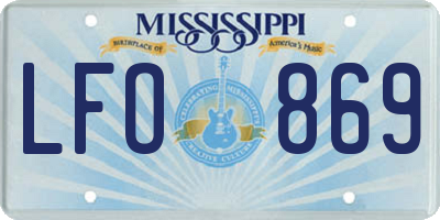 MS license plate LFO869
