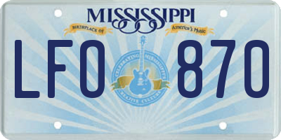 MS license plate LFO870