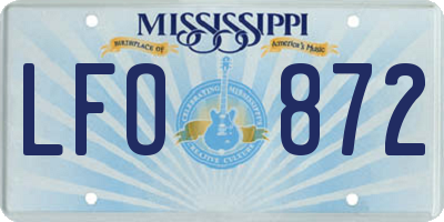 MS license plate LFO872