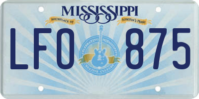 MS license plate LFO875