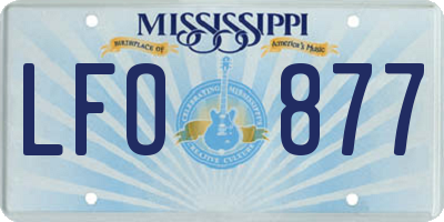 MS license plate LFO877