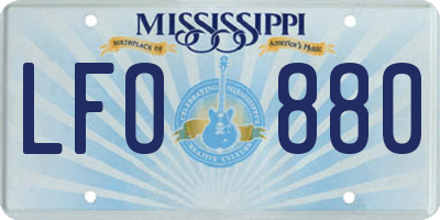 MS license plate LFO880