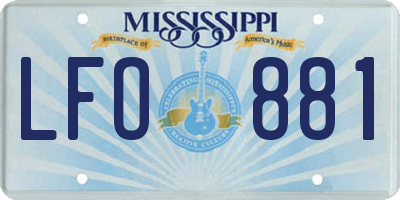 MS license plate LFO881