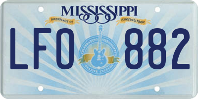 MS license plate LFO882