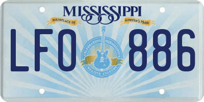 MS license plate LFO886