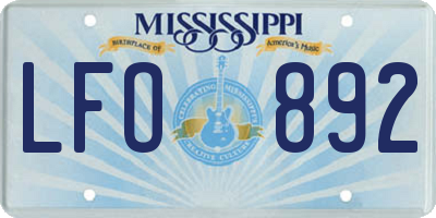 MS license plate LFO892