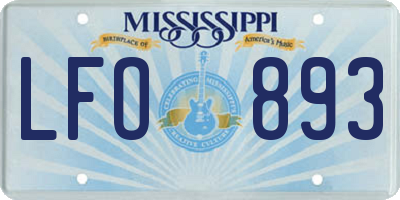 MS license plate LFO893