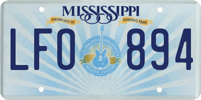 MS license plate LFO894