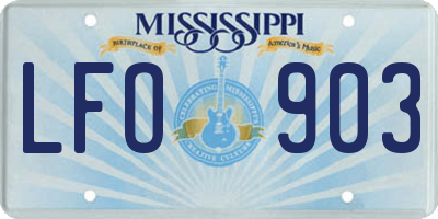MS license plate LFO903