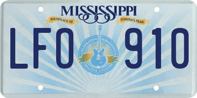 MS license plate LFO910