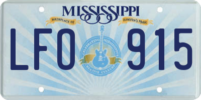 MS license plate LFO915
