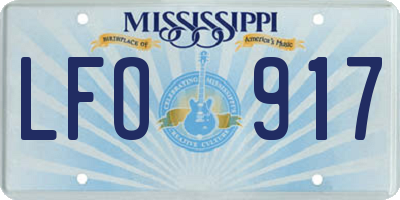 MS license plate LFO917