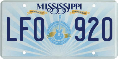 MS license plate LFO920