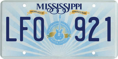MS license plate LFO921