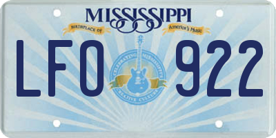 MS license plate LFO922