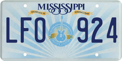 MS license plate LFO924