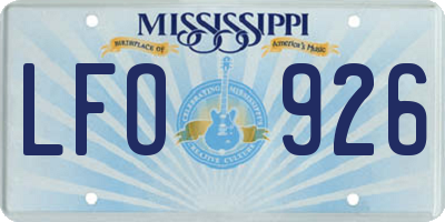 MS license plate LFO926