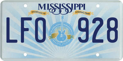 MS license plate LFO928