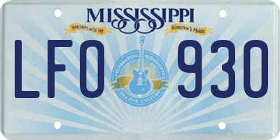 MS license plate LFO930