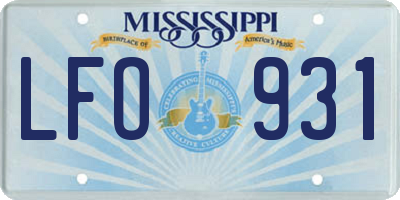 MS license plate LFO931