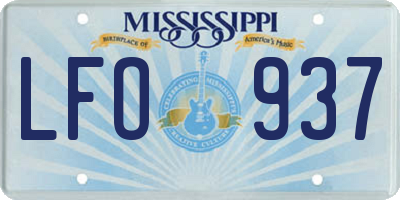 MS license plate LFO937