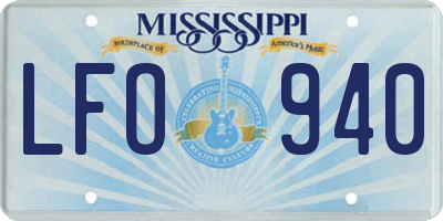 MS license plate LFO940