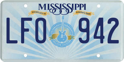 MS license plate LFO942