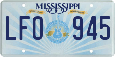 MS license plate LFO945