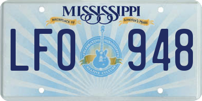 MS license plate LFO948