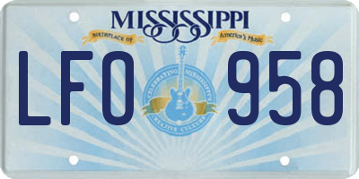 MS license plate LFO958