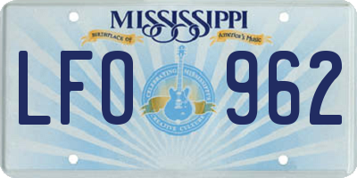 MS license plate LFO962