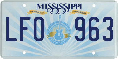 MS license plate LFO963