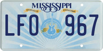 MS license plate LFO967