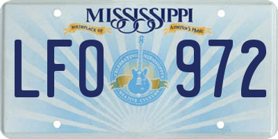 MS license plate LFO972