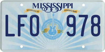 MS license plate LFO978